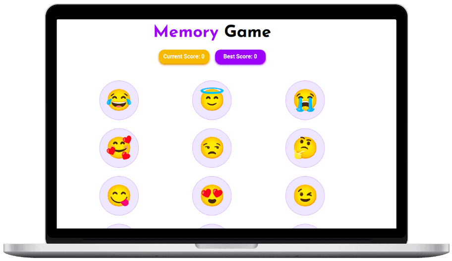 A device showing screenshot of memory game