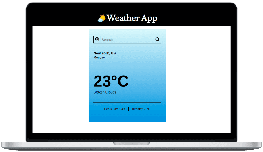 A device showing screenshot of weather app